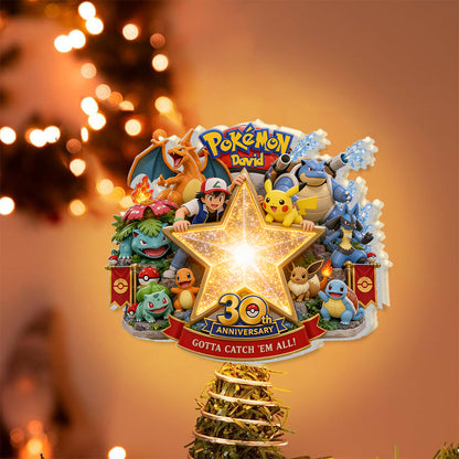 Get Them All - Personalized Monster Trainer LED Light Tree Topper