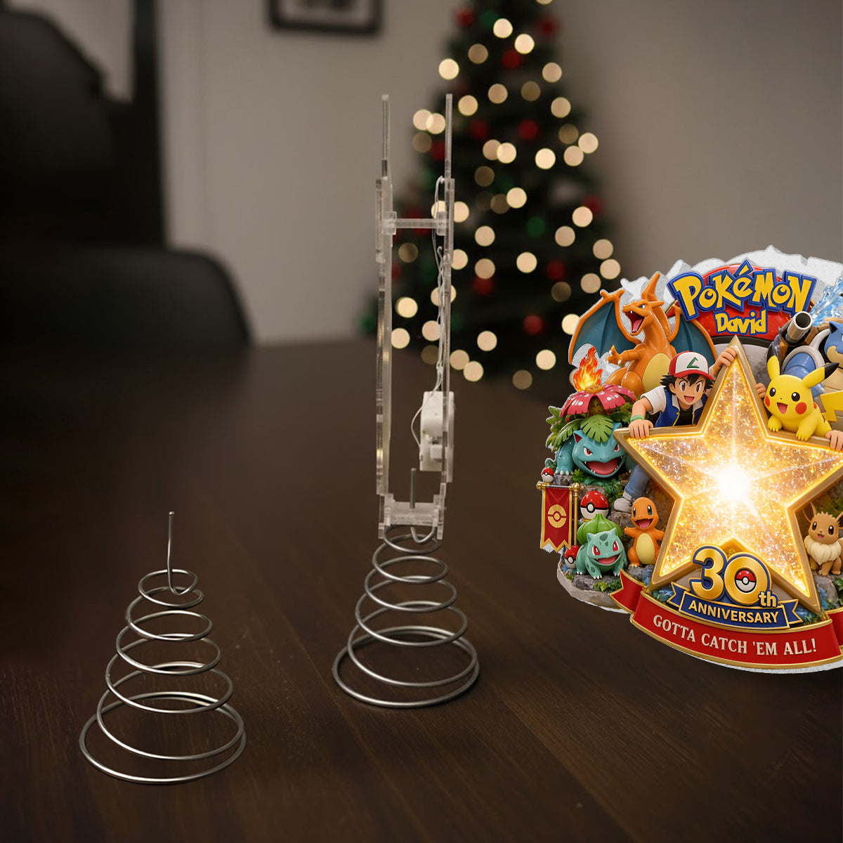 Get Them All - Personalized Monster Trainer LED Light Tree Topper