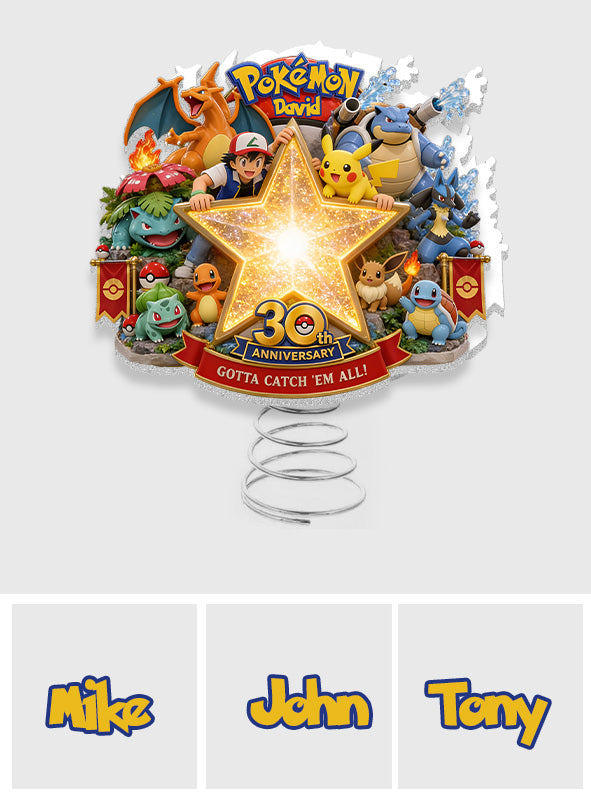 Get Them All - Personalized Monster Trainer LED Light Tree Topper