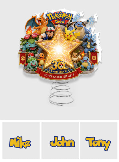 Get Them All - Personalized Monster Trainer LED Light Tree Topper