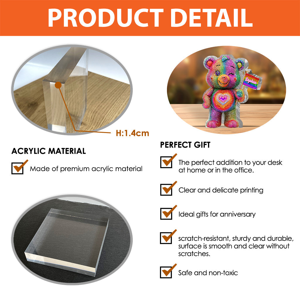 Pride Bear - Personalized LGBT Support Custom Shaped Acrylic Plaque