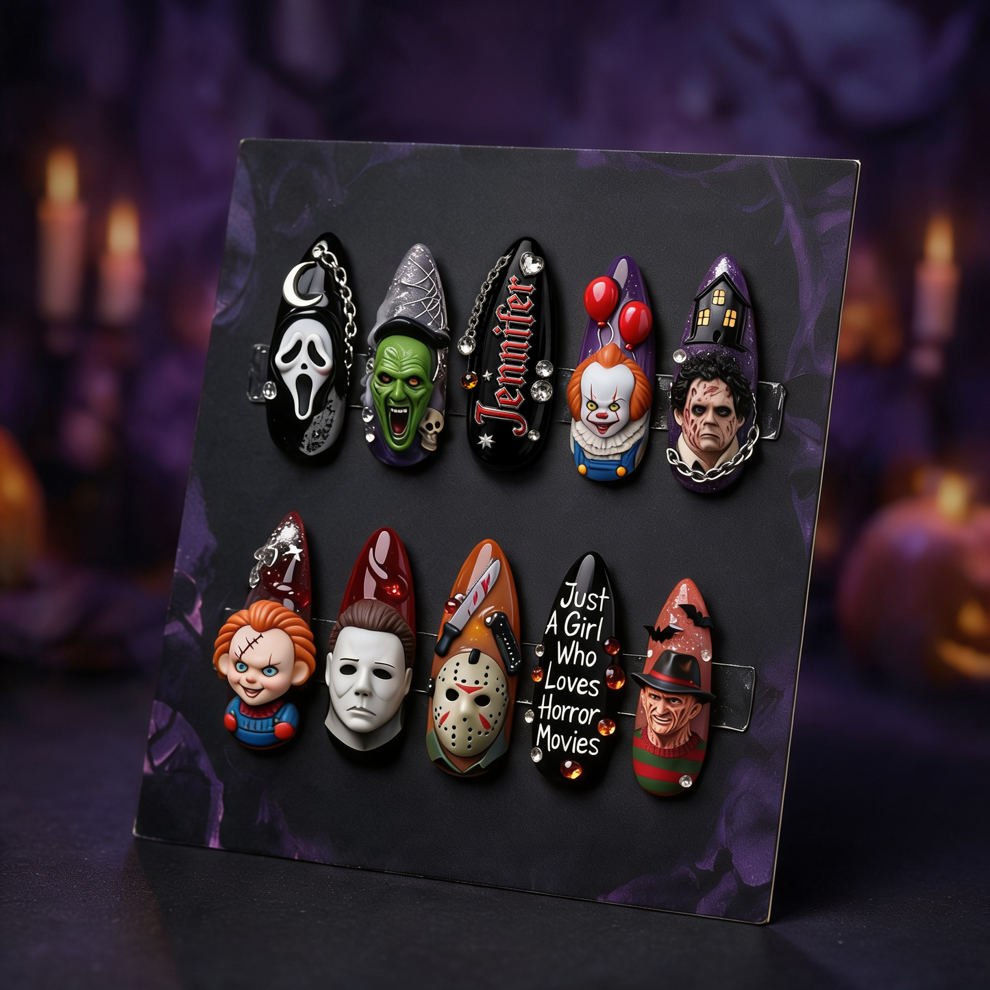 Just A Girl Who Loves Horror Movies - Personalized Horror Character Press On Nails