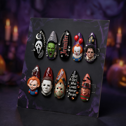 Just A Girl Who Loves Horror Movies - Personalized Horror Character Press On Nails