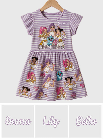 Demon Hunter Fan - Personalized Kid Ruffle Sleeve Dress
