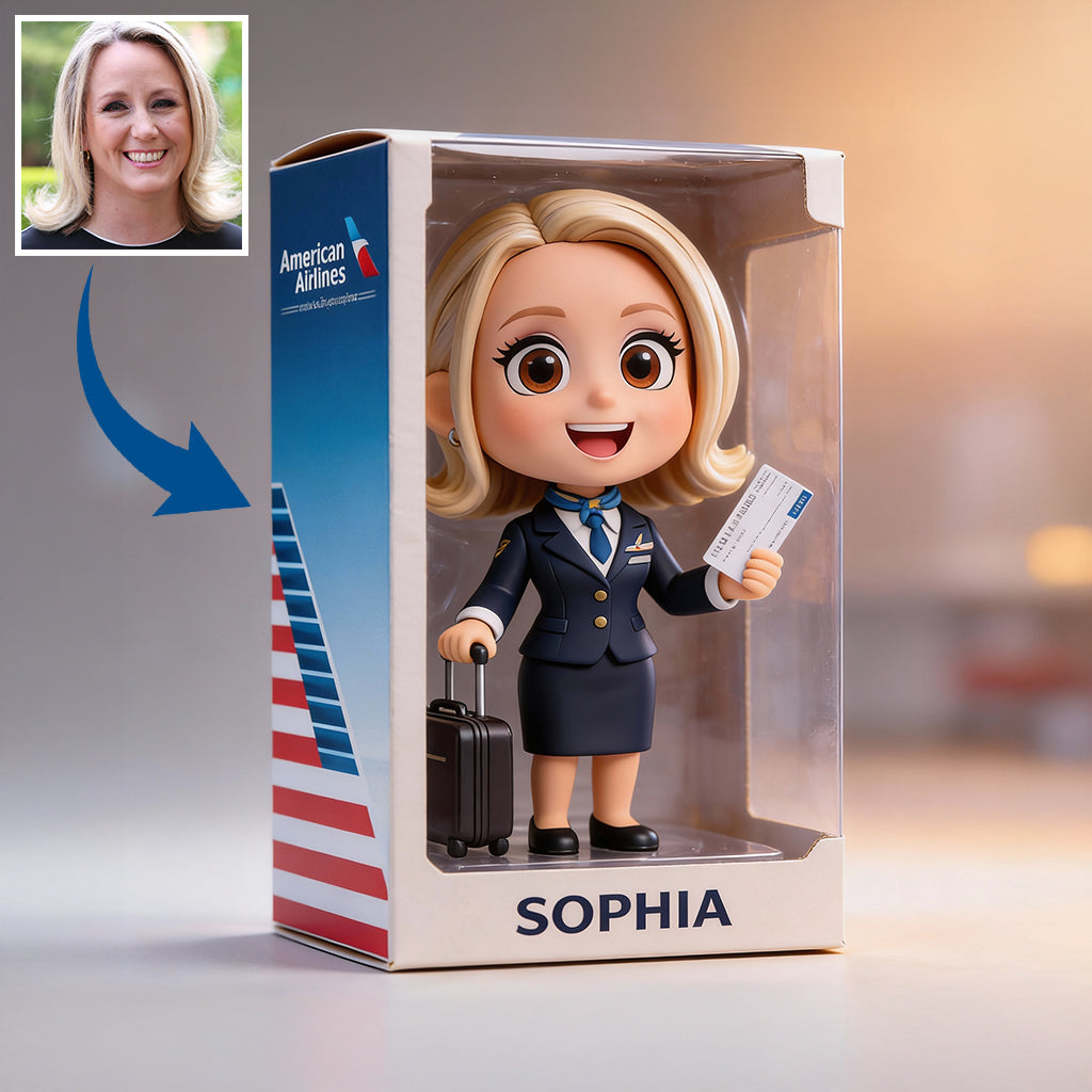Custom From Photo - Any Airlines - - Personalized Fly attendant Custom Shaped Acrylic Plaque