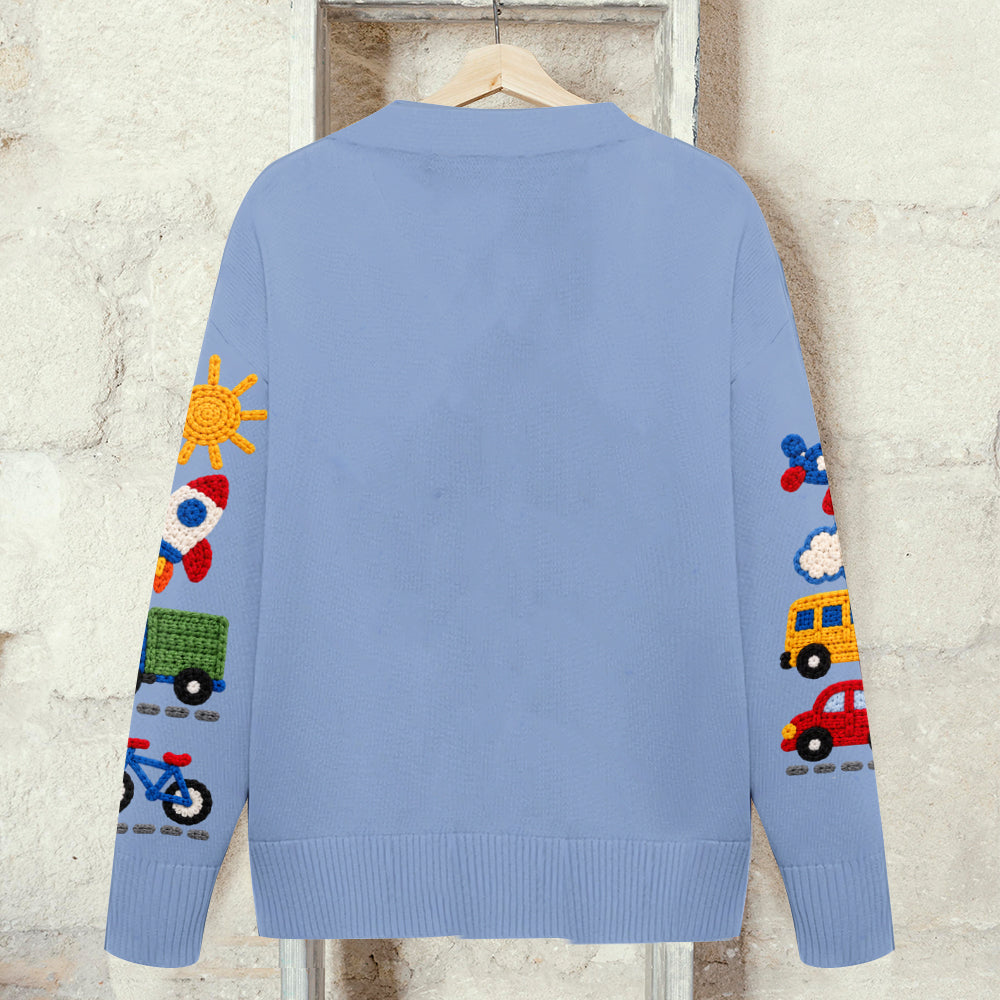 Magical Day - Personalized Blue Dog Cardigan Sweater