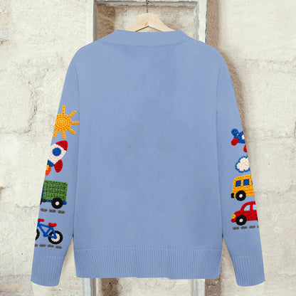 Magical Day - Personalized Blue Dog Cardigan Sweater
