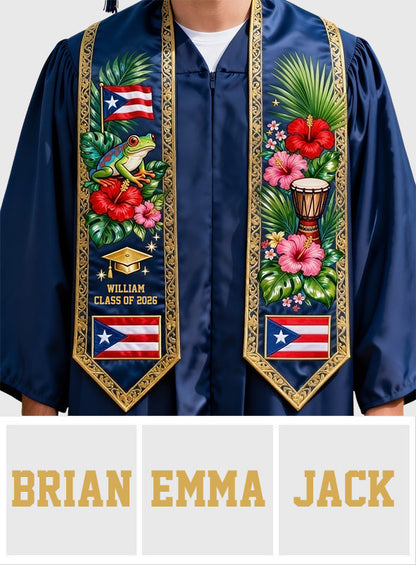Proud Puerto Rican, Class Of 2026 - Personalized Graduation Graduation Stole