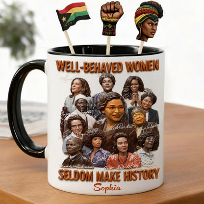 Black History Month, Juneteenth, Black People - Personalized African American Set Accent Mug with Acrylic Stirrers