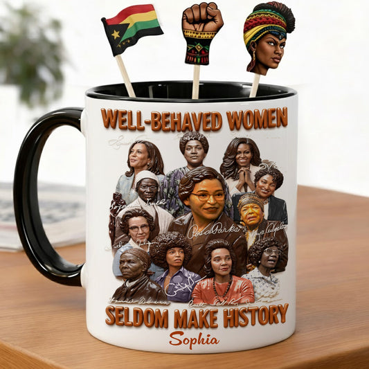 Black History Month, Juneteenth, Black People - Personalized African American Set Accent Mug with Acrylic Stirrers