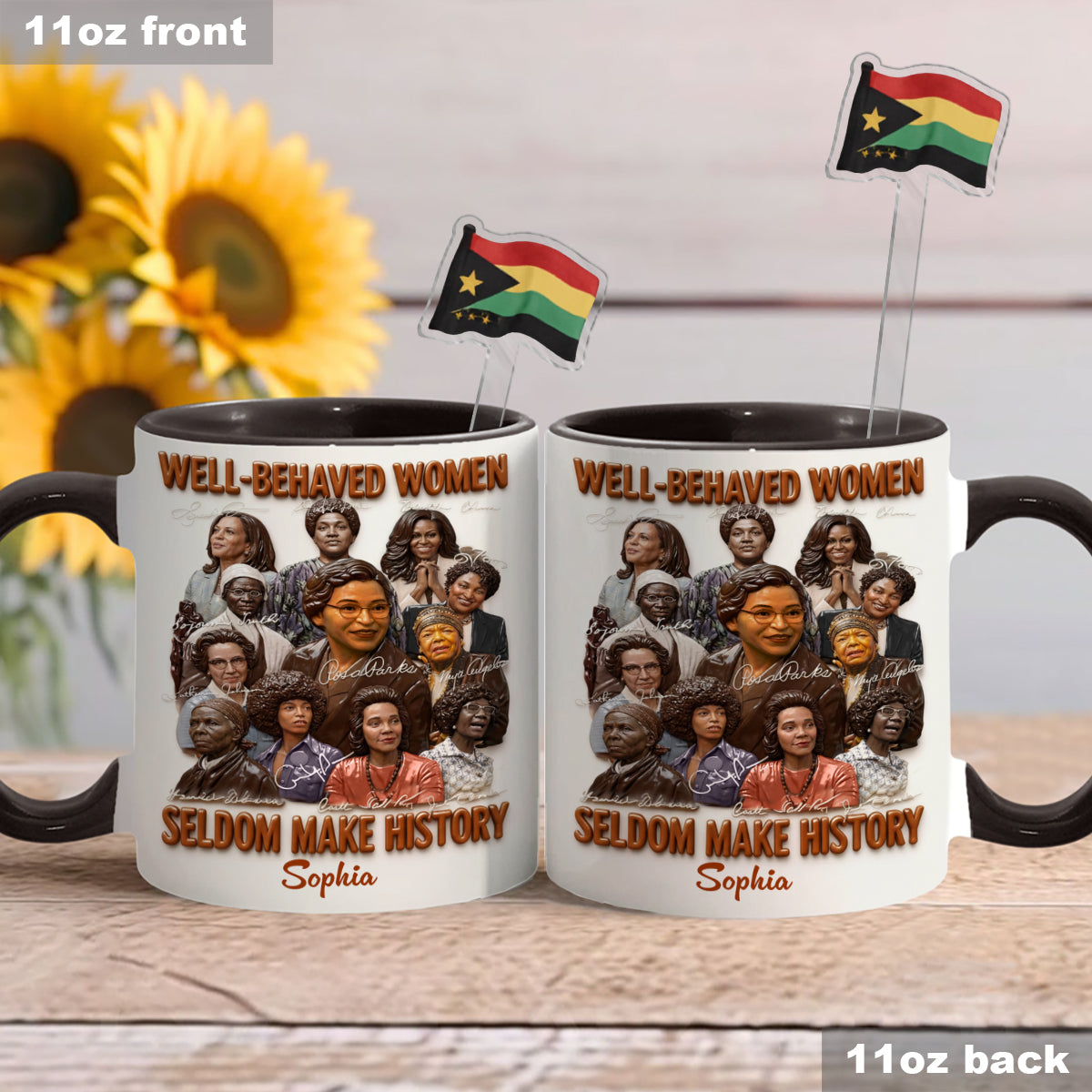 Black History Month, Juneteenth, Black People - Personalized African American Set Accent Mug with Acrylic Stirrers