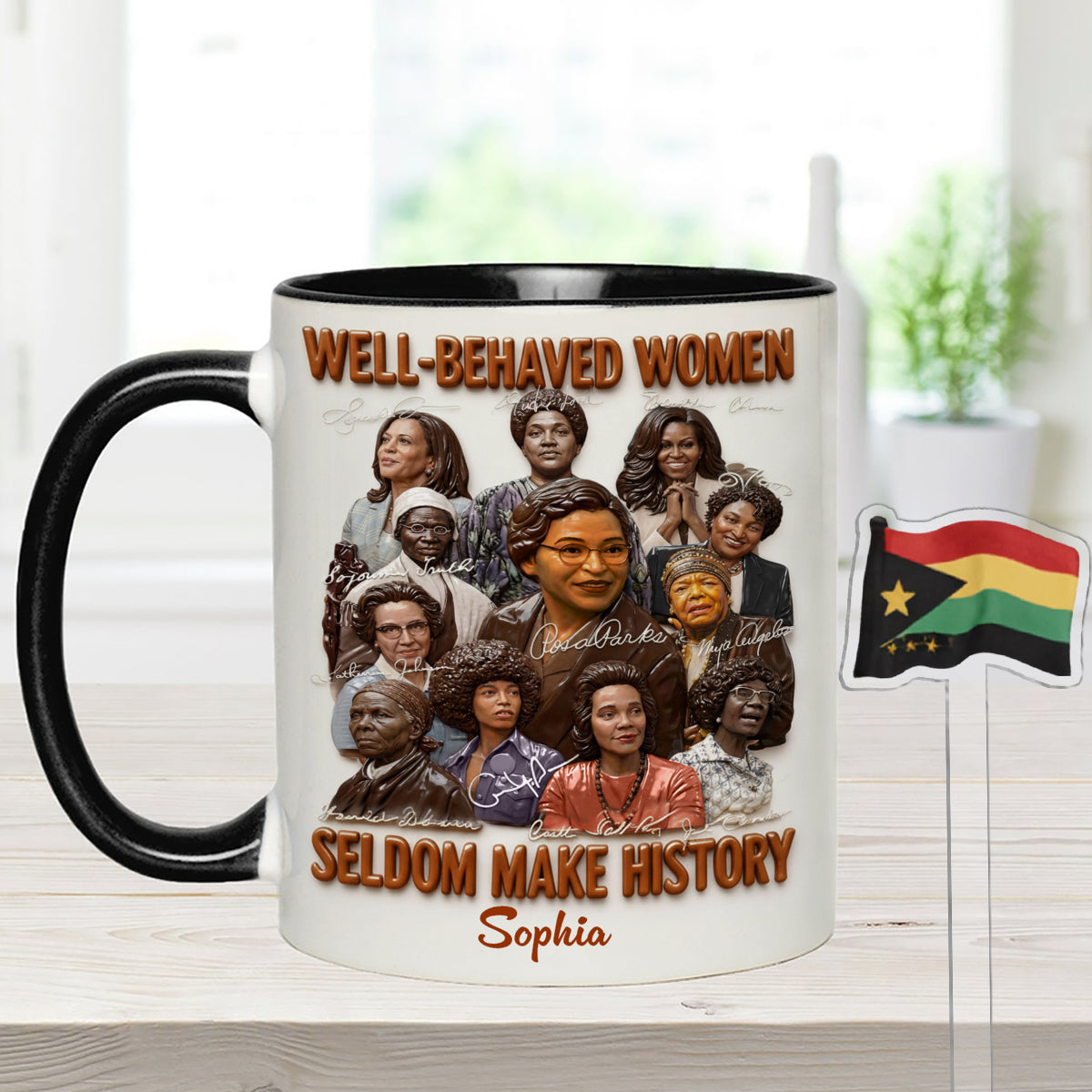 Black History Month, Juneteenth, Black People - Personalized African American Set Accent Mug with Acrylic Stirrers