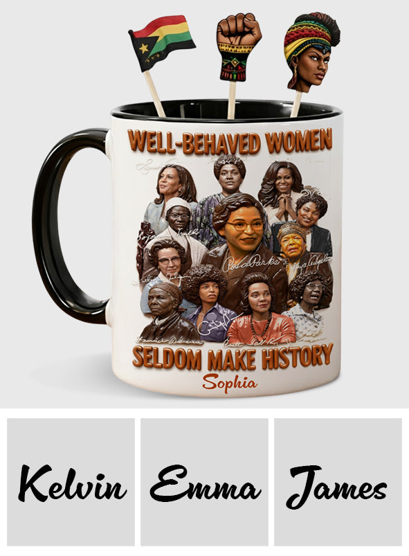 Black History Month, Juneteenth, Black People - Personalized African American Set Accent Mug with Acrylic Stirrers