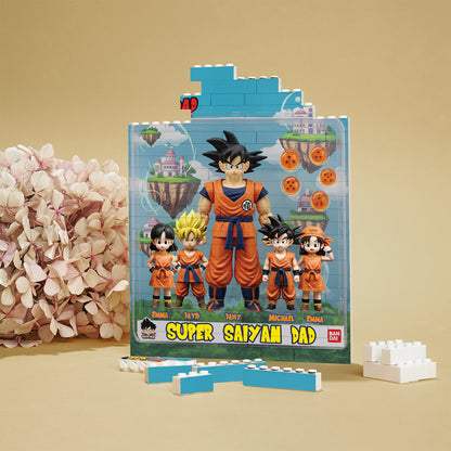 Super Dad - Personalized Seven Balls Vertical Rectangle Building Brick Blocks Printed On Both Sides