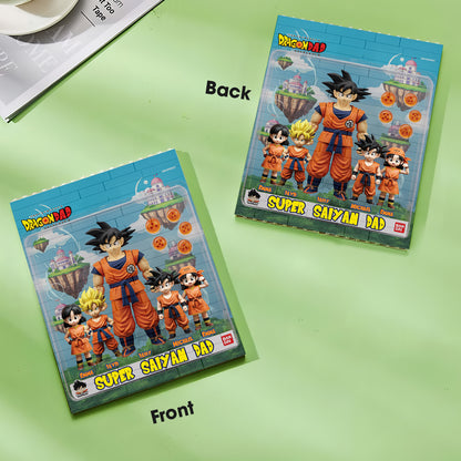 Super Dad - Personalized Seven Balls Vertical Rectangle Building Brick Blocks Printed On Both Sides