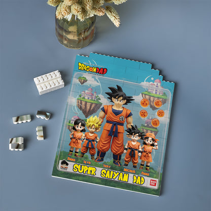 Super Dad - Personalized Seven Balls Vertical Rectangle Building Brick Blocks Printed On Both Sides