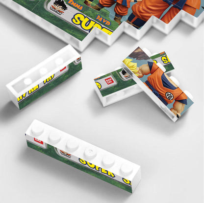 Super Dad - Personalized Seven Balls Vertical Rectangle Building Brick Blocks Printed On Both Sides