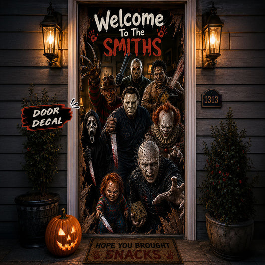 Horror Movies Fans Gift, Halloween Decor - Personalized Horror Character Door Sticker