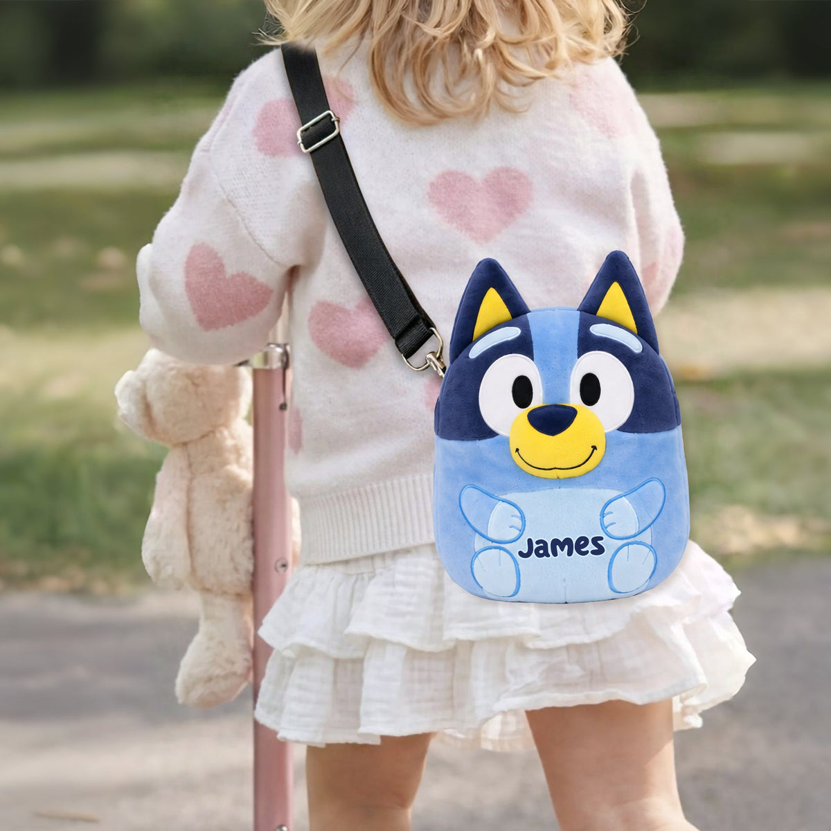 Cute Blue Dog - Personalized Blue Dog Plush Crossbag