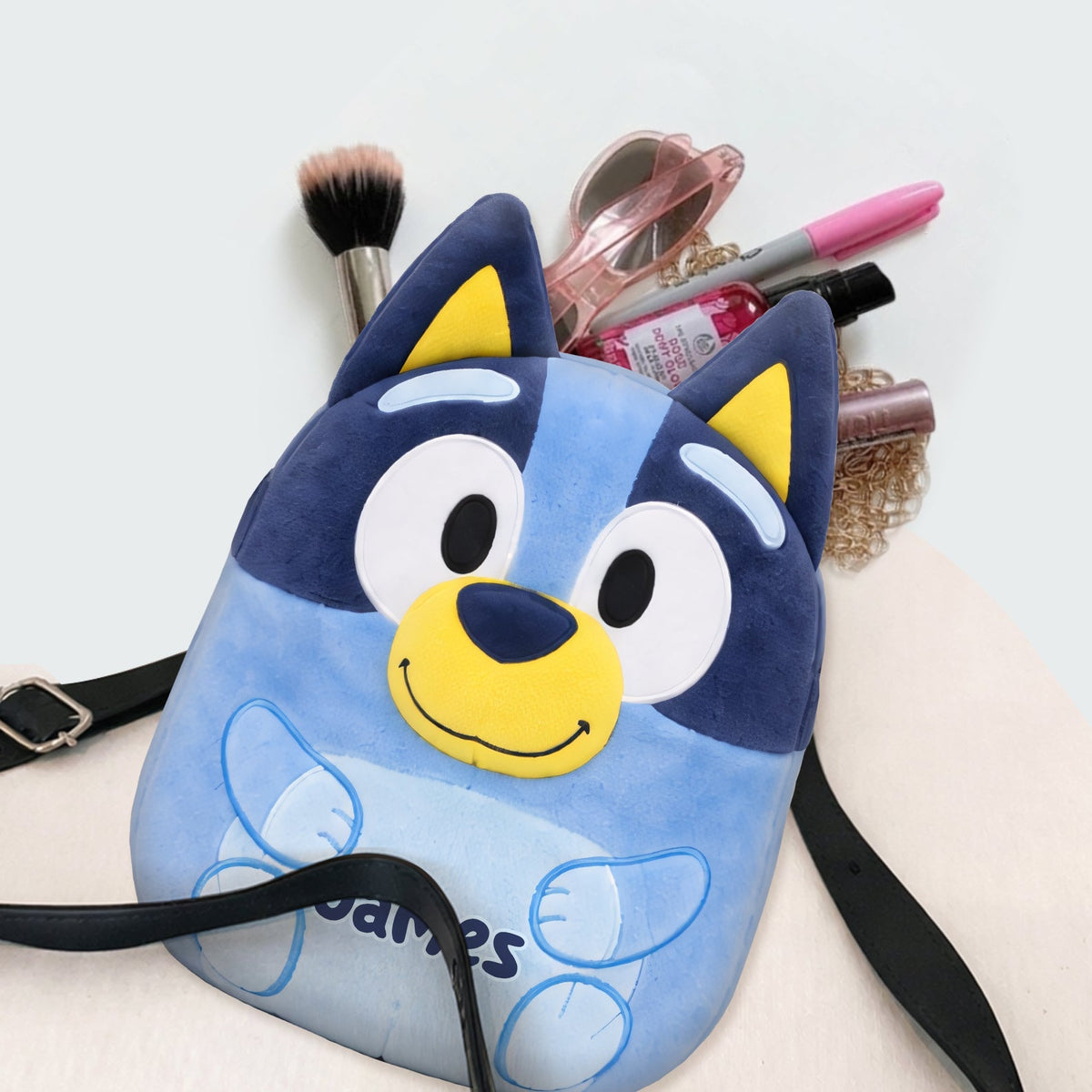 Cute Blue Dog - Personalized Blue Dog Plush Crossbag