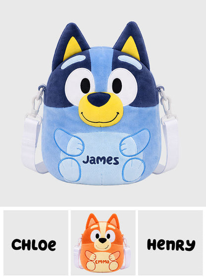 Cute Blue Dog - Personalized Blue Dog Plush Crossbag