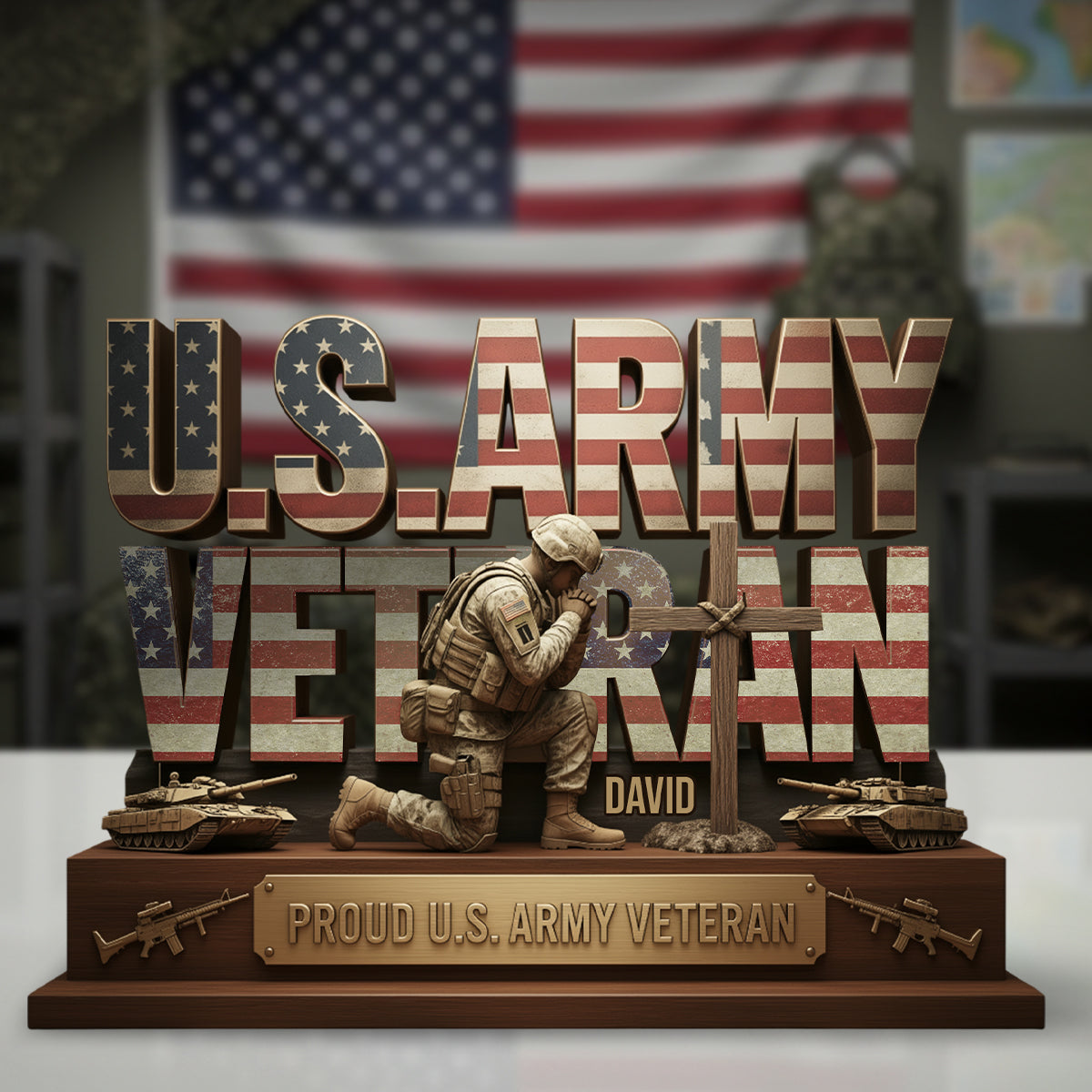 Proud Veteran - Personalized Veteran Custom Shaped Acrylic Plaque