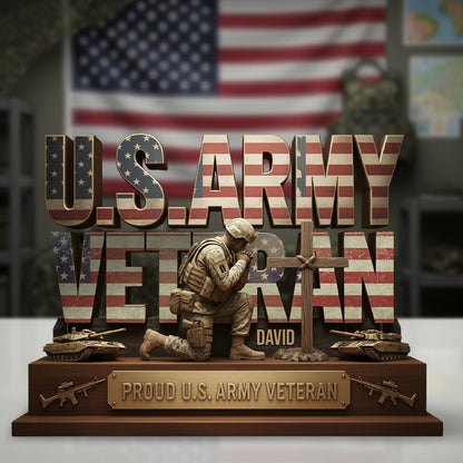 Proud Veteran - Personalized Veteran Custom Shaped Acrylic Plaque