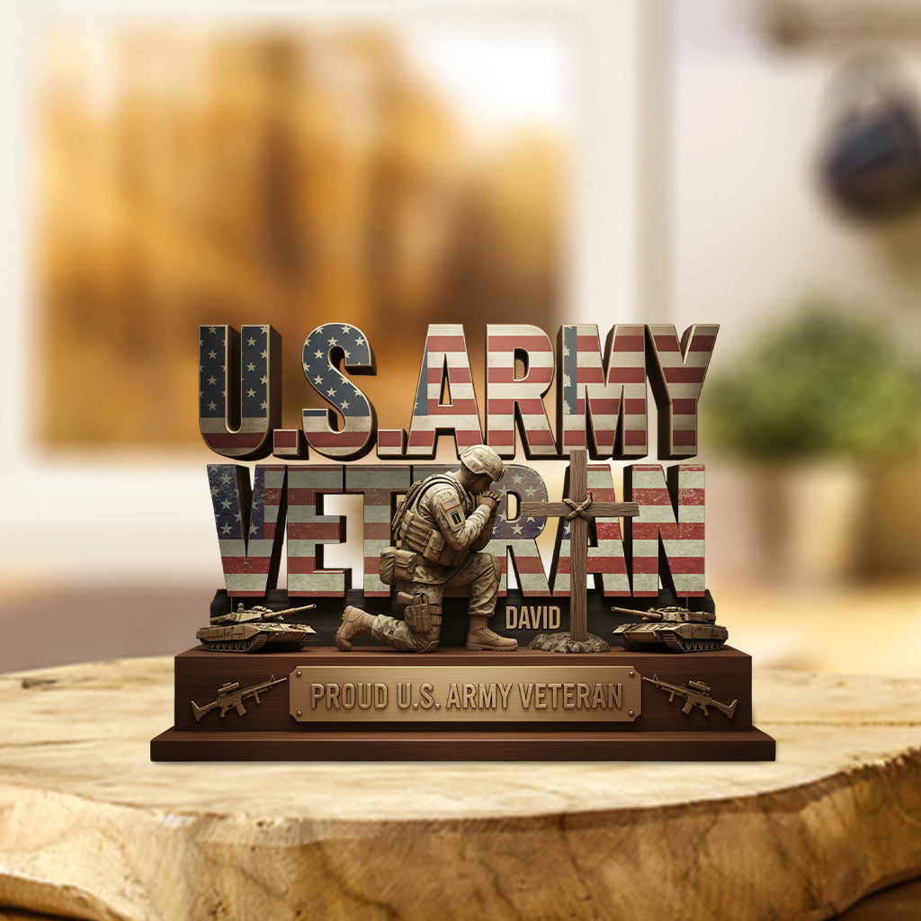 Proud Veteran - Personalized Veteran Custom Shaped Acrylic Plaque