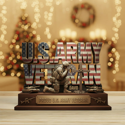 Proud Veteran - Personalized Veteran Custom Shaped Acrylic Plaque