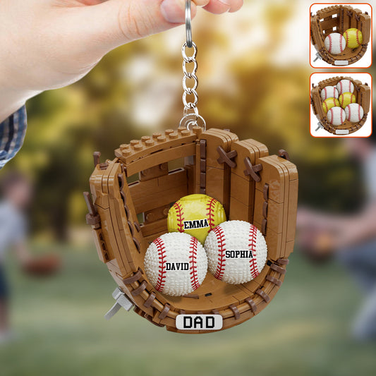 We Caught The Best Dad Baseball, Softball - Personalized Father Transparent Keychain