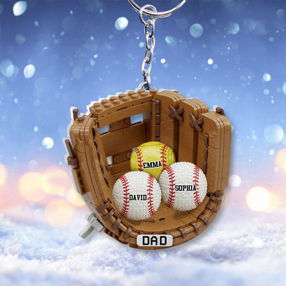 We Caught The Best Dad Baseball, Softball - Personalized Father Transparent Keychain