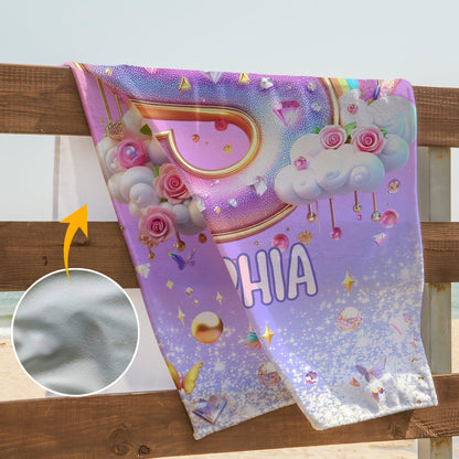 Alphabet Bear - Personalized Kid Quick-dry Beach Towel/ Bath Towel