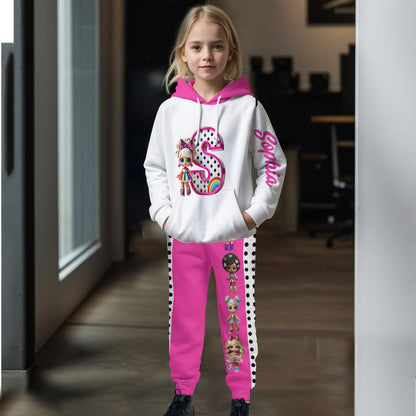 Cute Doll Alphabet - Personalized LOL Surprise Dolls Kid Hoodie & Kid Jogger Sweatpants