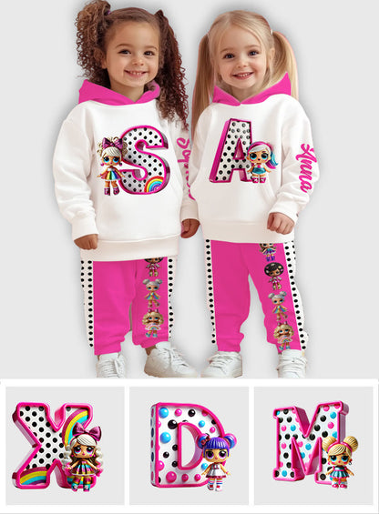 Cute Doll Alphabet - Personalized LOL Surprise Dolls Kid Hoodie & Kid Jogger Sweatpants