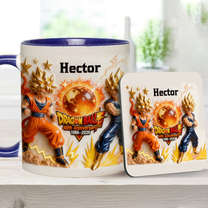 40 Anniversary Balls - Personalized Seven Balls Accent Mug & Coaster