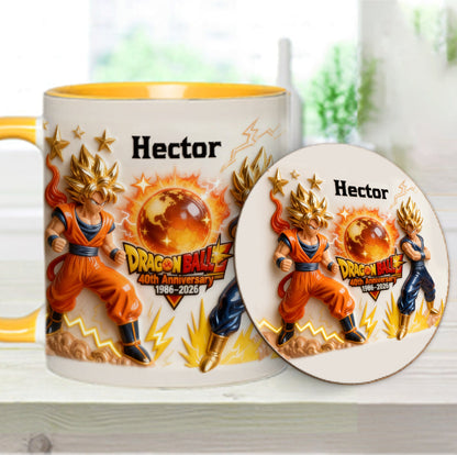 40 Anniversary Balls - Personalized Seven Balls Accent Mug & Coaster