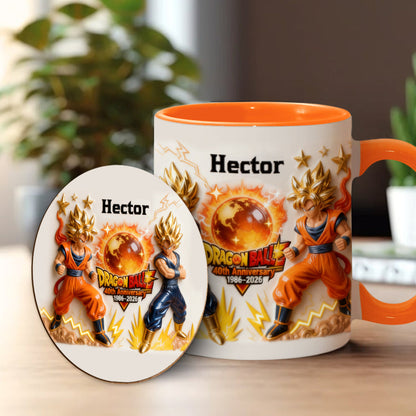 40 Anniversary Balls - Personalized Seven Balls Accent Mug & Coaster