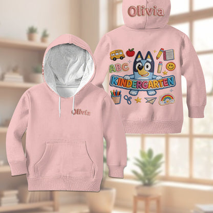 Back To School Gift for Kids - Personalized Bluey Kid Hoodie & Kid Jogger Sweatpants