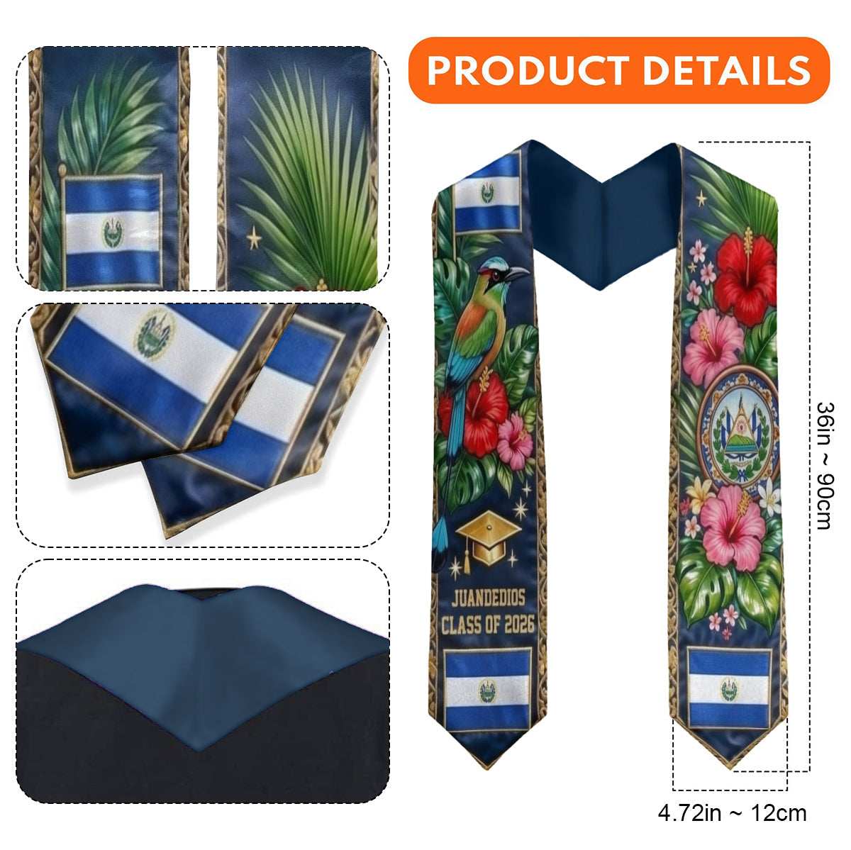 Proud El Salvador, Class Of 2026 - Personalized Graduation Graduation Stole