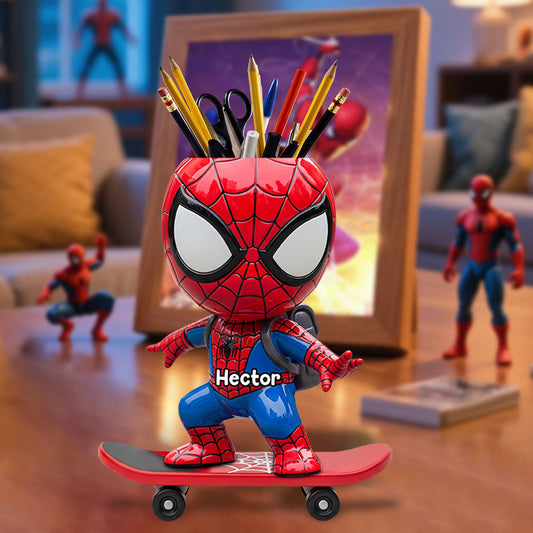 Back To School - Personalized Spider Wooden Pen Holder