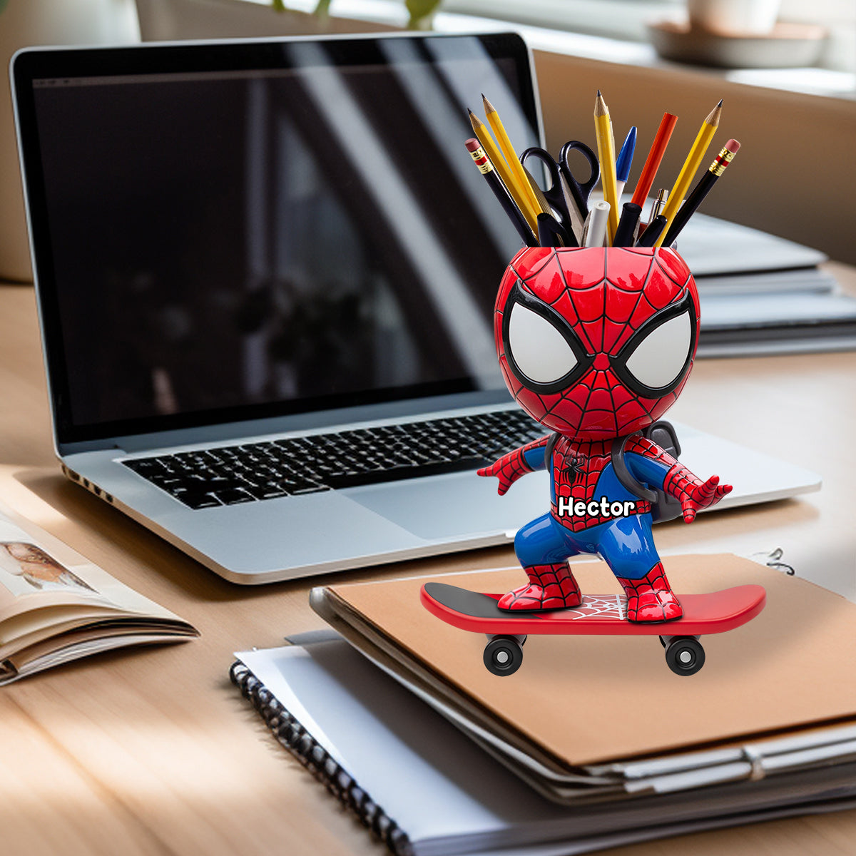 Back To School - Personalized Spider Wooden Pen Holder