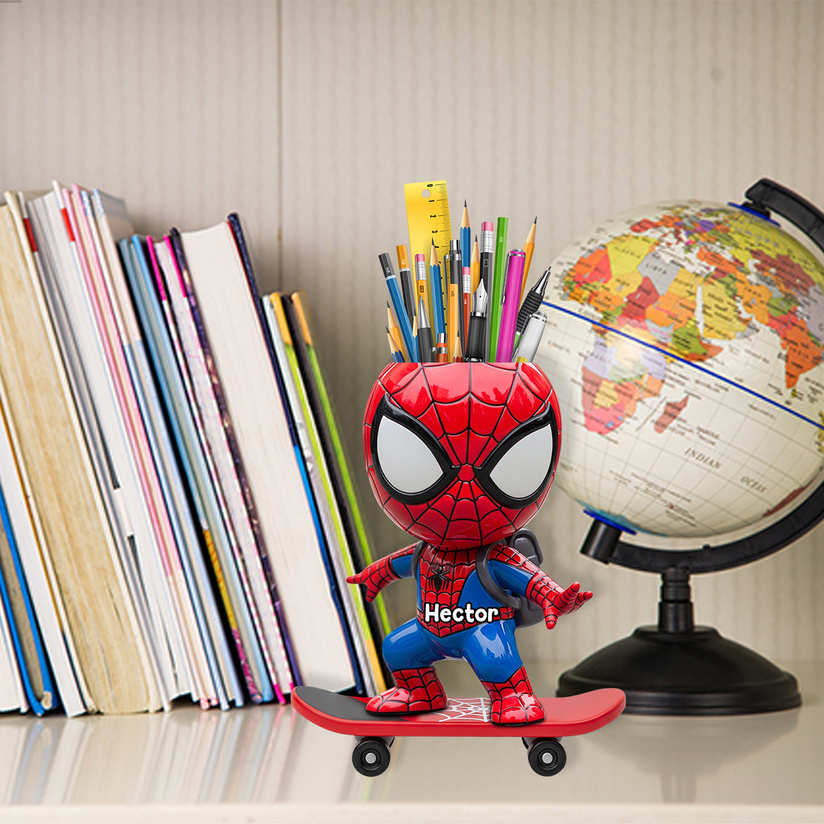 Back To School - Personalized Spider Wooden Pen Holder