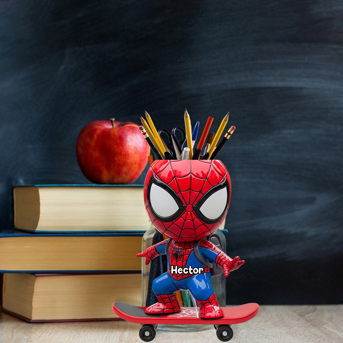 Back To School - Personalized Spider Wooden Pen Holder