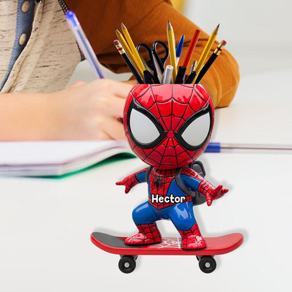 Back To School - Personalized Spider Wooden Pen Holder