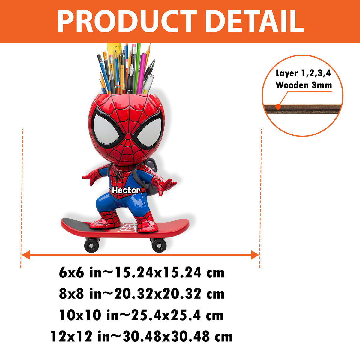 Back To School - Personalized Spider Wooden Pen Holder