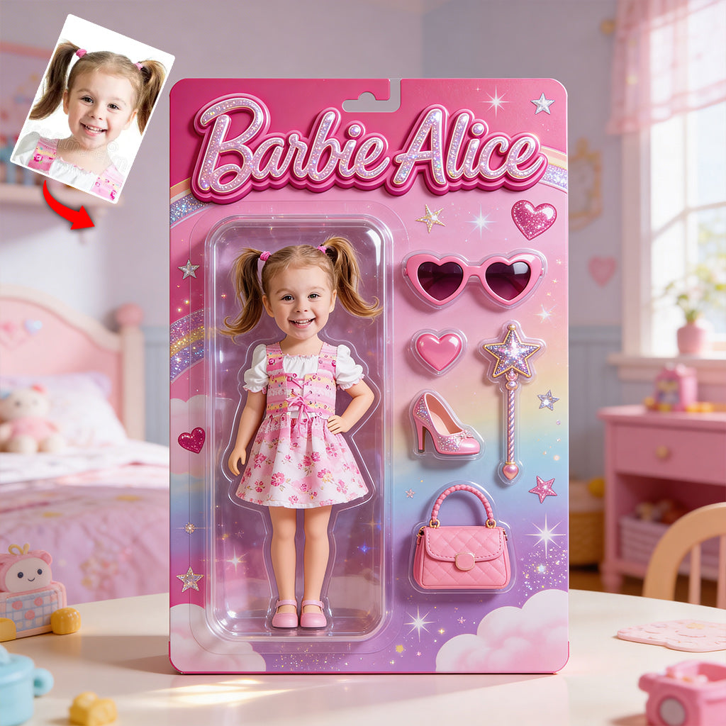 Pretty Doll-style, Gift for Girl - Personalized Kid Custom Shaped Acrylic Plaque
