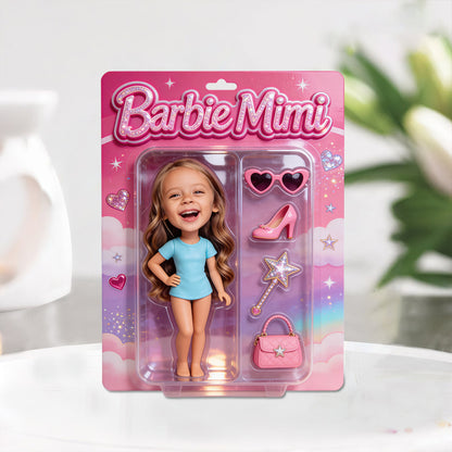 Pretty Doll-style, Gift for Girl - Personalized Kid Custom Shaped Acrylic Plaque