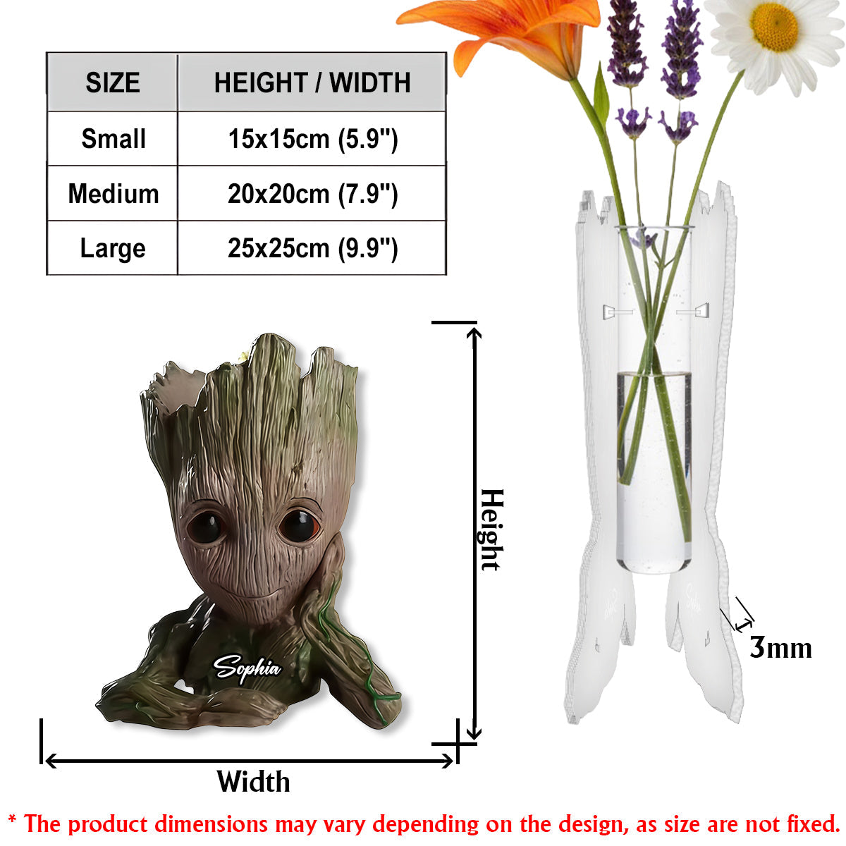 Cute Groot - Personalized Custom Shape Acrylic Flower Vase