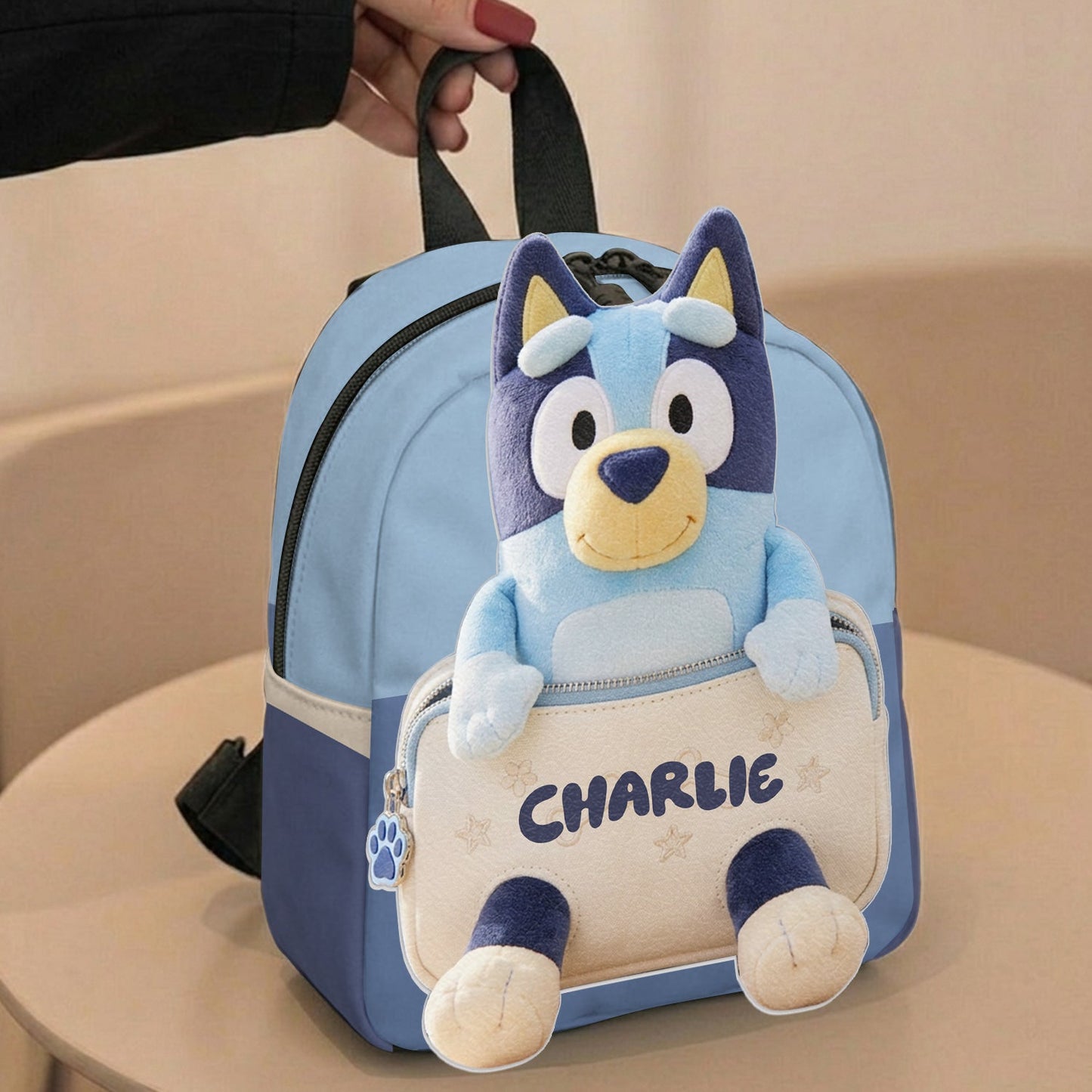 Always Have Your Back - Personalized Blue Dog Changeable Leather Patch Backpack