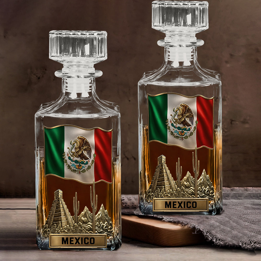 Proud Mexican - Personalized Expats Whiskey Decanter Set